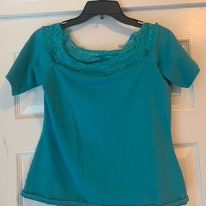 Blue hang off the shoulder blouse